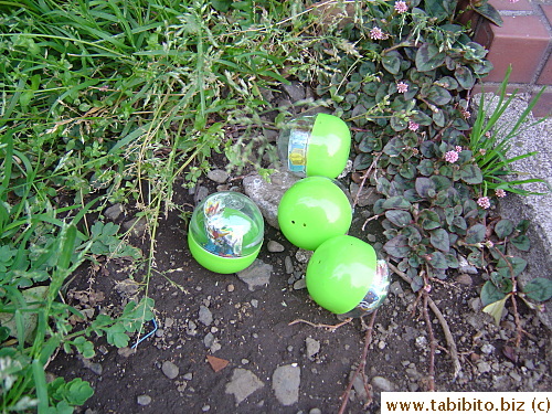 Toys in their shells from kiddy vending machines