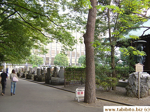 The temple is right next to a cemetery