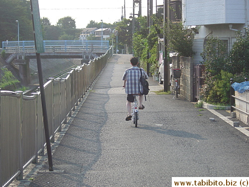 Cyclists make good use of the paths by the stream