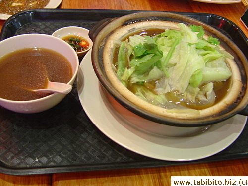 We also ordered Bak Kuh Teh at the hawker center.  It's a famous local soup made with pork, herbs and garlic