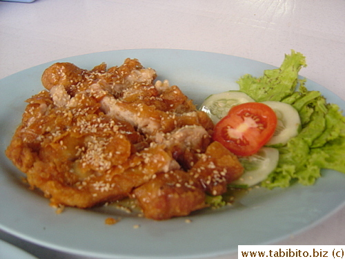 Crispy-fried chicken in plum sauce