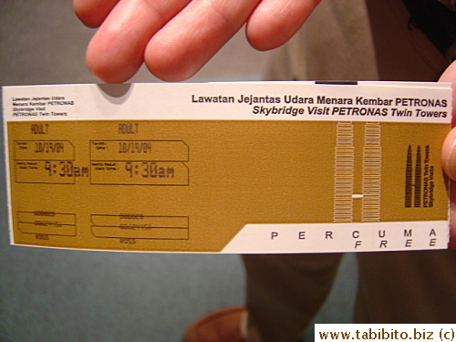 The tickets to the Skybridge