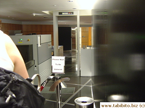 The security check point to screen all visitors before taking the lift up to the Skybridge