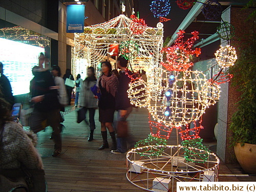 One of the decorations, a snowman, on the boardwalk