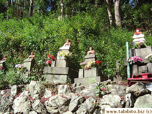A row of statues near the cable car station