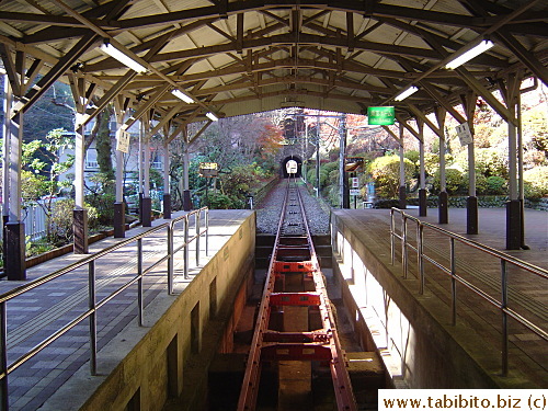 Cable car track at the foot of the mountain