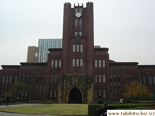 The cafeteria is under this clock tower