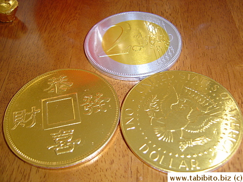 Three big chocolate coins from HK's Aji Ichiban