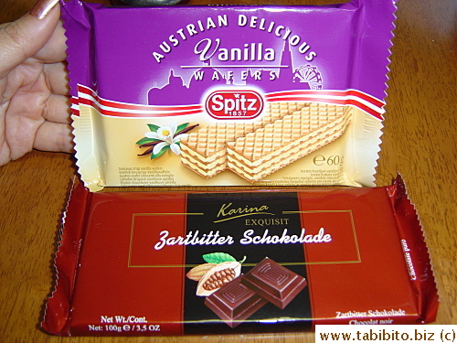 Gifts from the restaurant:wafers for being female, chocolate for being the birthday girl