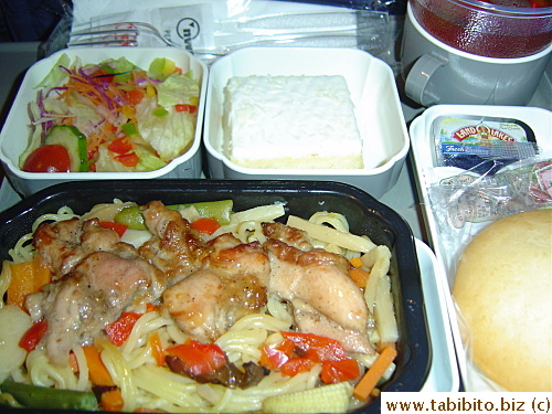 Tokyo to Hong Kong dinner.  The chicken noodles were quite good