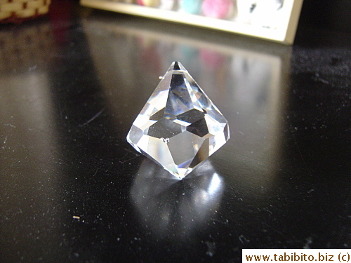 One of the two hanging crystals I have.  Notice the chipped bit in front
