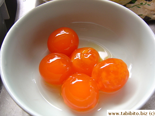 Look at those plump spherical homemade salted yolks!