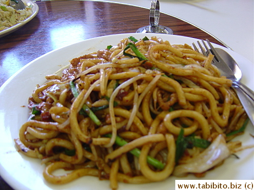 More stirfried noodles, with XO sauce.  It's spicy and tasty