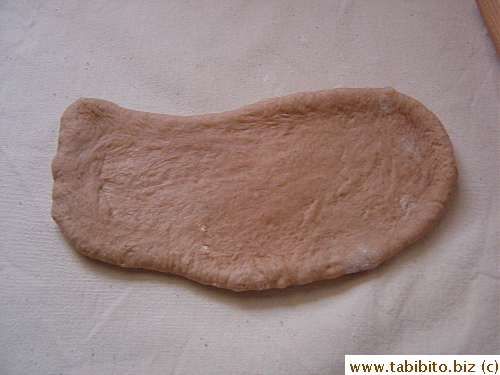 before rolling it out to about 20cm by 10cm