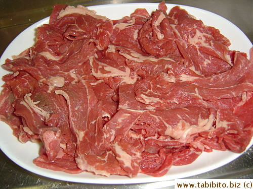 Thinly sliced beef, check.