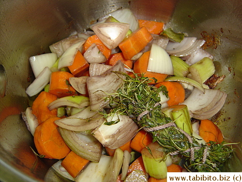 Sauteeing the veggies