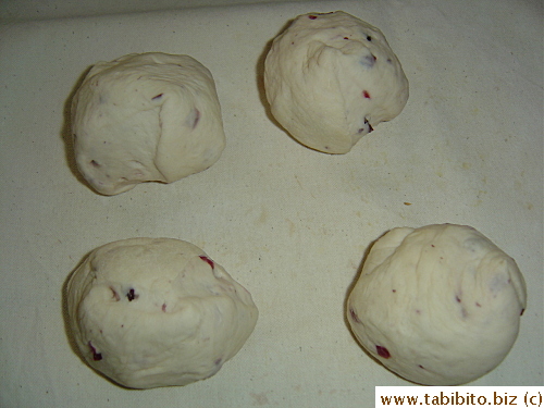 Each is lightly shaped into rounds before resting for 10 minutes