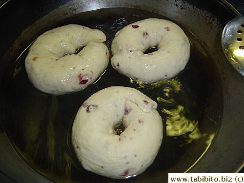 They are boiled for one minute total