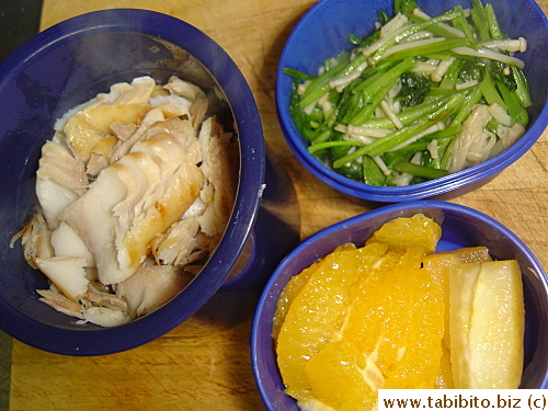 Grilled Hokke, veggies with enoki, orange and starfruit