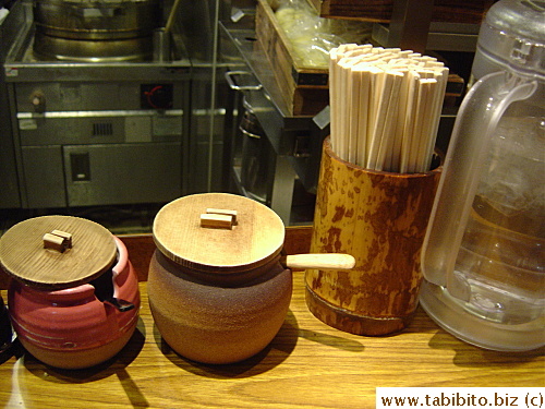 Condiments on the counter