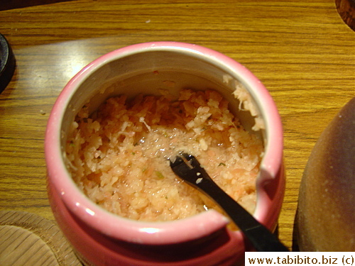 Grated ginger and pickled something