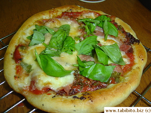 I was careful not to overdo the sauce on the smaller pizza 