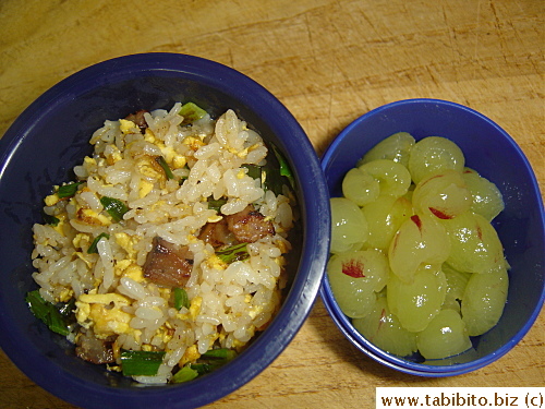 Fried rice, grapes