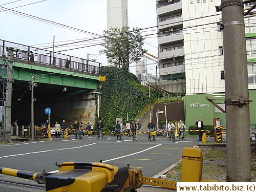 Turning right from the station entrance, there's immediately a crossing