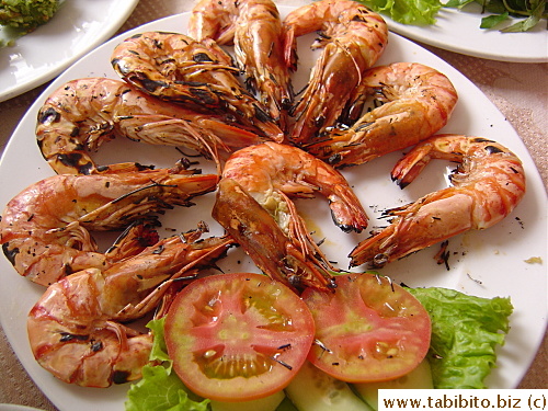 Grilled tiger prawns 300gm 120000VND/US$6.4