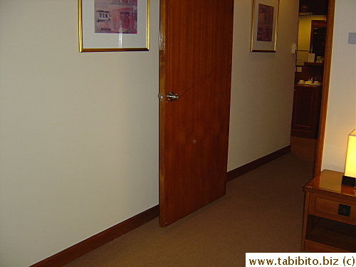 Hallway leading into the equally large bedroom