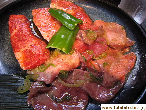 and a small plate of Wagyu and tongue slices