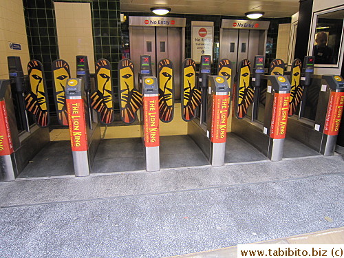 Ticket gates advertise The Lion King show