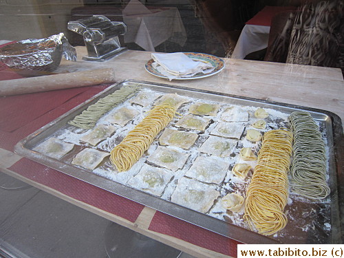 At night the restaurant serves Italian food using freshly made pasta