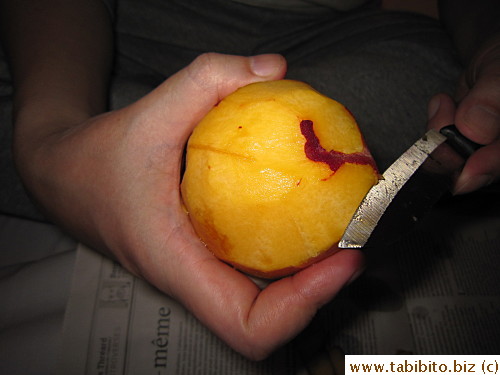 Also bought a peach (very aromatic, but mealy, not juicy)