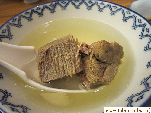 Big chunks of beef tongue in my soup