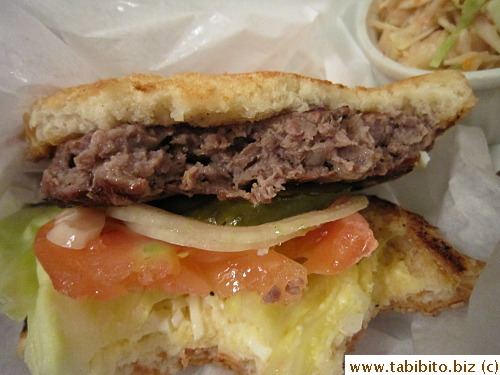 Well-done patty but still juicy