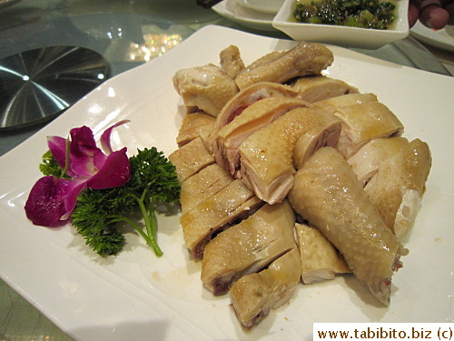 Steamed free range chicken