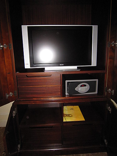 TV, safe and drawers