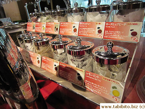 Besides the usual beverage, there were a variety of tea bags