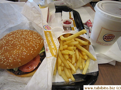 Whopper set 780Yen/US$9