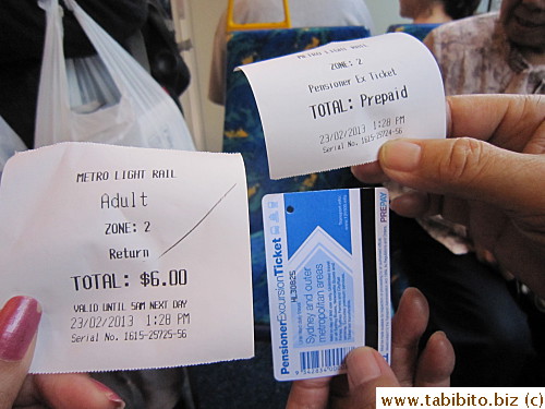 Return fee A$6 for adults, seniors ride free with their all-day train ticket