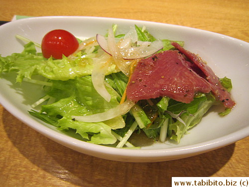 Serlina's set included beef tongue salad