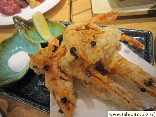 Deep-fried amai ebi (sweet shrimp)
