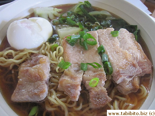 We ate it with pork chop noodles
