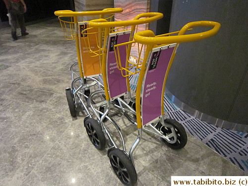 Luggage carts in the lobby