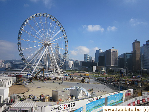 A Ferris wheel in construction in Wan Chai
