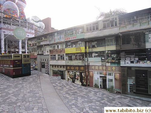 A big board depicting old Hong Kong