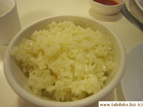 Chicken rice tasted like tons of raw garlic mixed into the rice.  I couldn't taste any chicken flavor at all