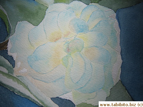 The flower part is painted entirely with watercolor pencils